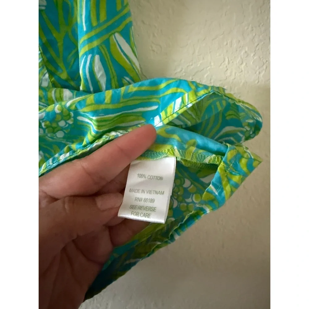 Lilly Pulitzer Women Short Sleeve Turquoise Green Paisley Print Blouse XS Resort